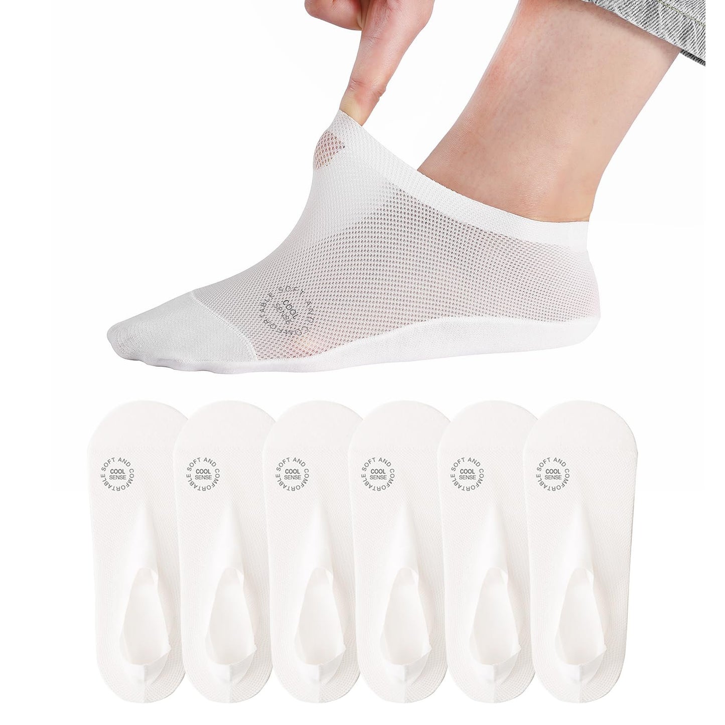 No-Show Anti-Slip Socks 3-Pack – Breathable Combed Cotton, Silicone Grips