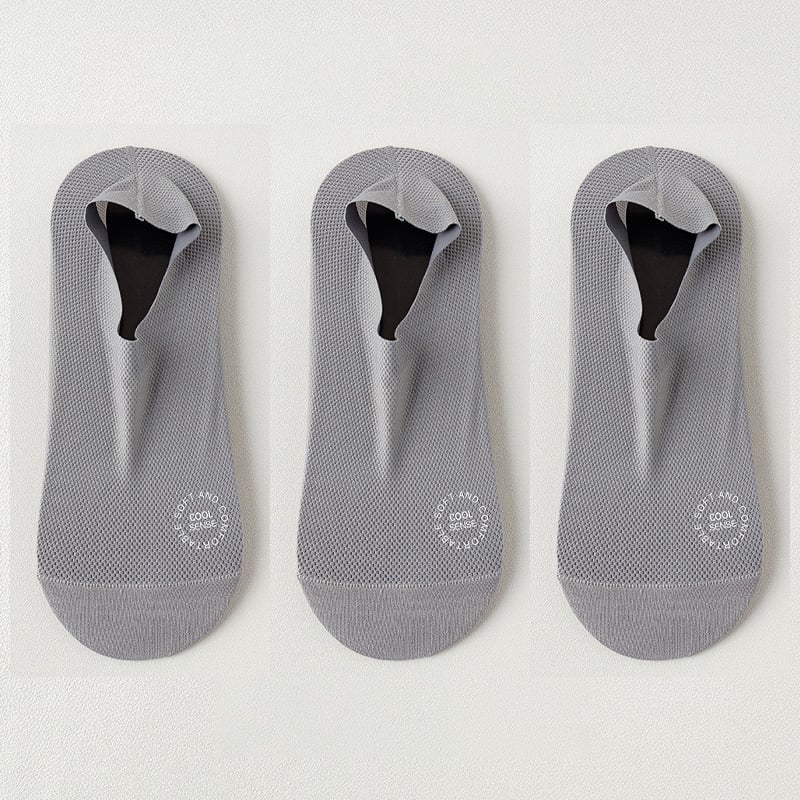 No-Show Anti-Slip Socks 3-Pack – Breathable Combed Cotton, Silicone Grips