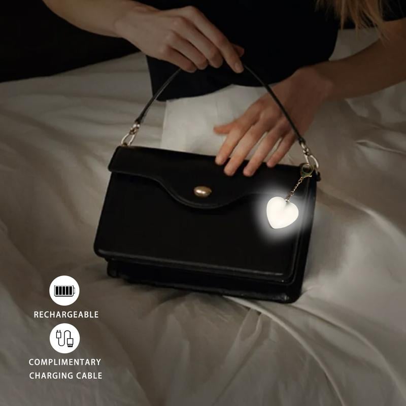 Touch-Sensing LED Purse Light – Heart Shape Rechargeable Bag Light