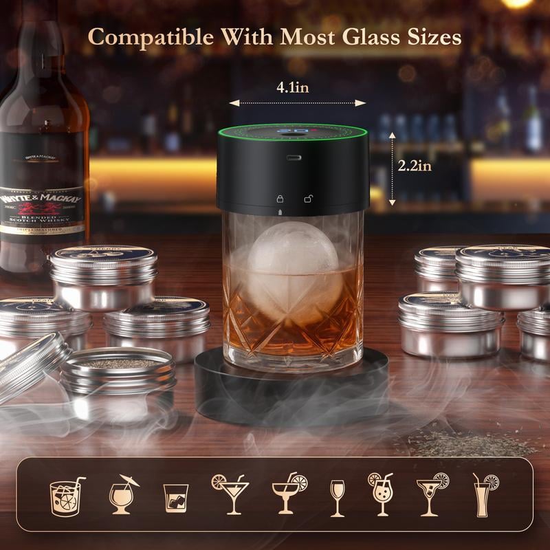 🥃 Electric Cocktail Smoker Kit with Built-in Igniter: No Butane Needed, USB Rechargeable Drink Smoker with 6 Premium Wood Chips – Professional Whiskey Infuser 🪵