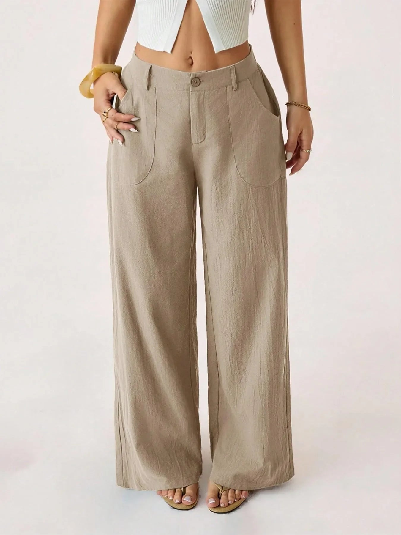 ✨Bestseller👖Women's High Waist Cotton Linen Wide Leg Pants