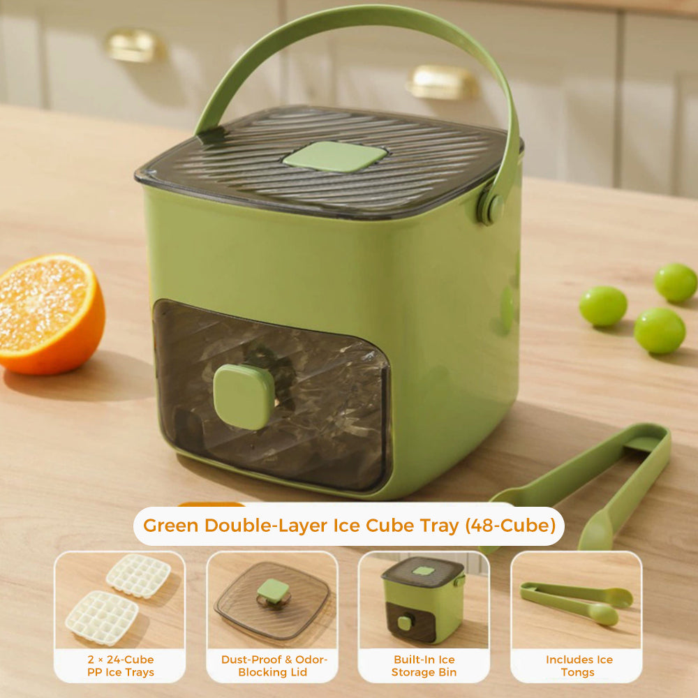 One-Press Ice Cube Tray with Storage Bin