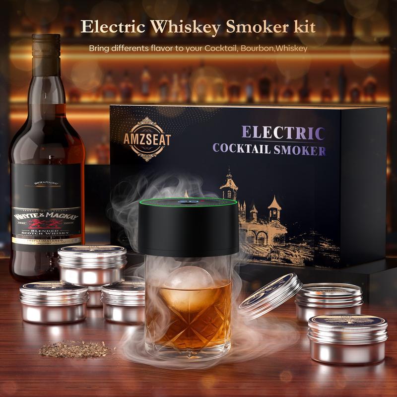 🥃 Electric Cocktail Smoker Kit with Built-in Igniter: No Butane Needed, USB Rechargeable Drink Smoker with 6 Premium Wood Chips – Professional Whiskey Infuser 🪵