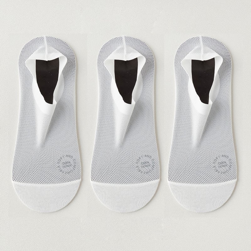 No-Show Anti-Slip Socks 3-Pack – Breathable Combed Cotton, Silicone Grips