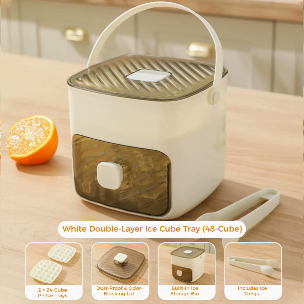 One-Press Ice Cube Tray with Storage Bin