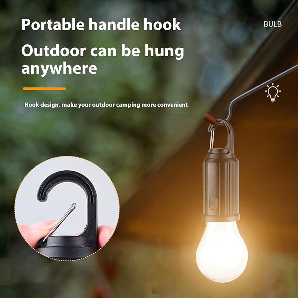 Portable Solar Camping Light Bulb – USB-C Rechargeable LED Tent Lantern for Outdoor & Emergency