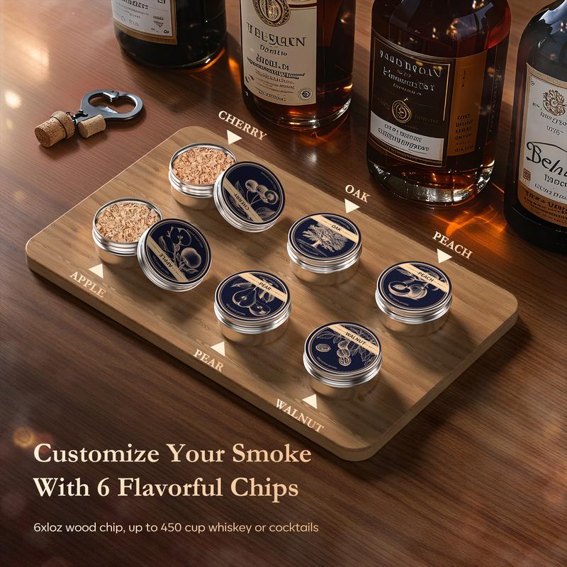 🥃 Electric Cocktail Smoker Kit with Built-in Igniter: No Butane Needed, USB Rechargeable Drink Smoker with 6 Premium Wood Chips – Professional Whiskey Infuser 🪵