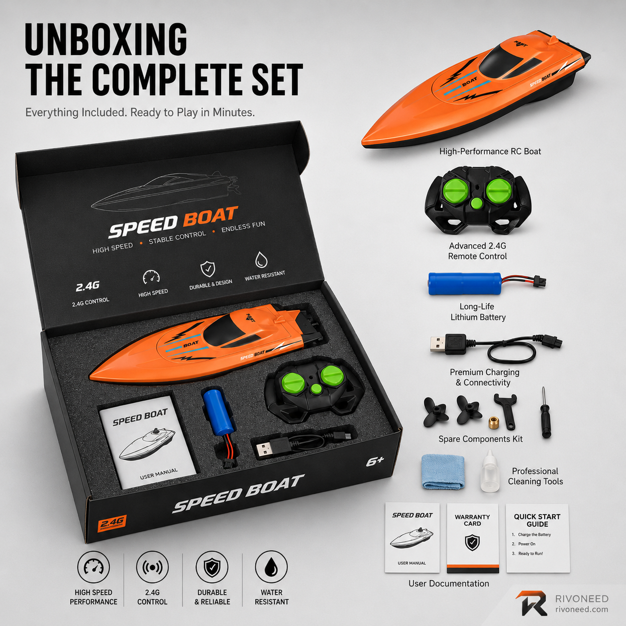 ⏳Time-Limited Special⏰Dual‑Motor RC Boat – Twin engines, 2.4GHz control, waterproof & impact‑resistant. Slice through waves at insane speed! 🌊🚤