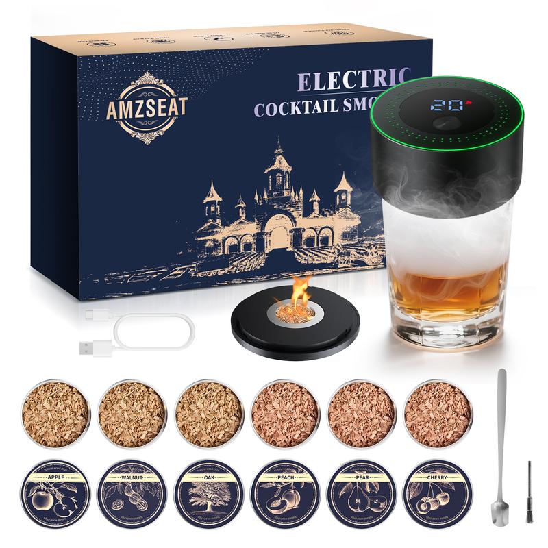 🥃 Electric Cocktail Smoker Kit with Built-in Igniter: No Butane Needed, USB Rechargeable Drink Smoker with 6 Premium Wood Chips – Professional Whiskey Infuser 🪵