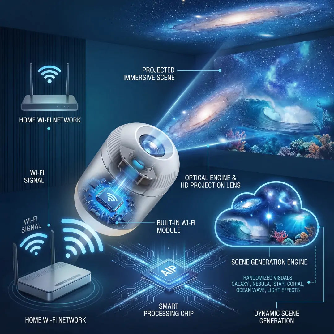 NEXT-GEN SMART PROJECTION HD Smart Dynamic 5D Holographic Night Light Projector