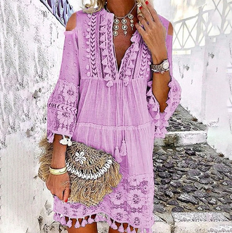 ✨Women's Loose Cotton Linen Embroidered Dress👗